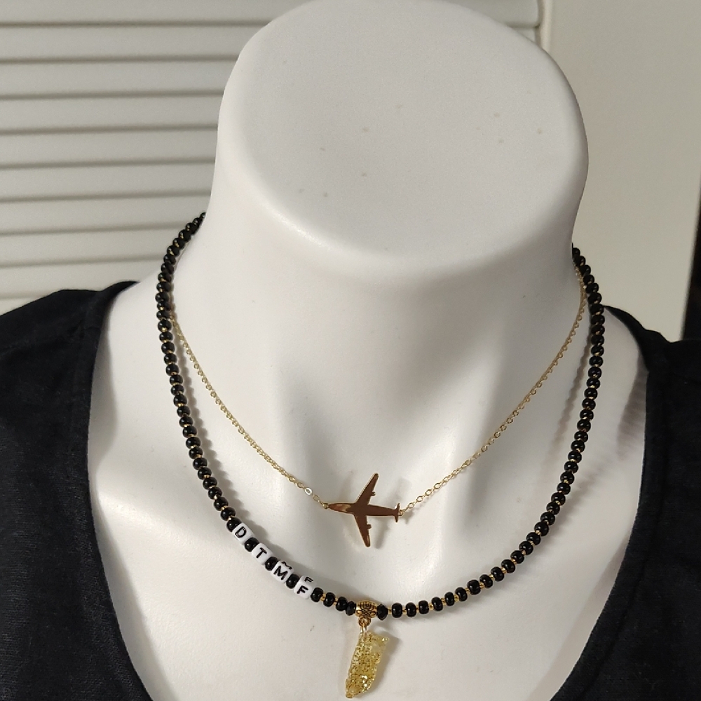 Gold and Black Beaded Necklace Collection